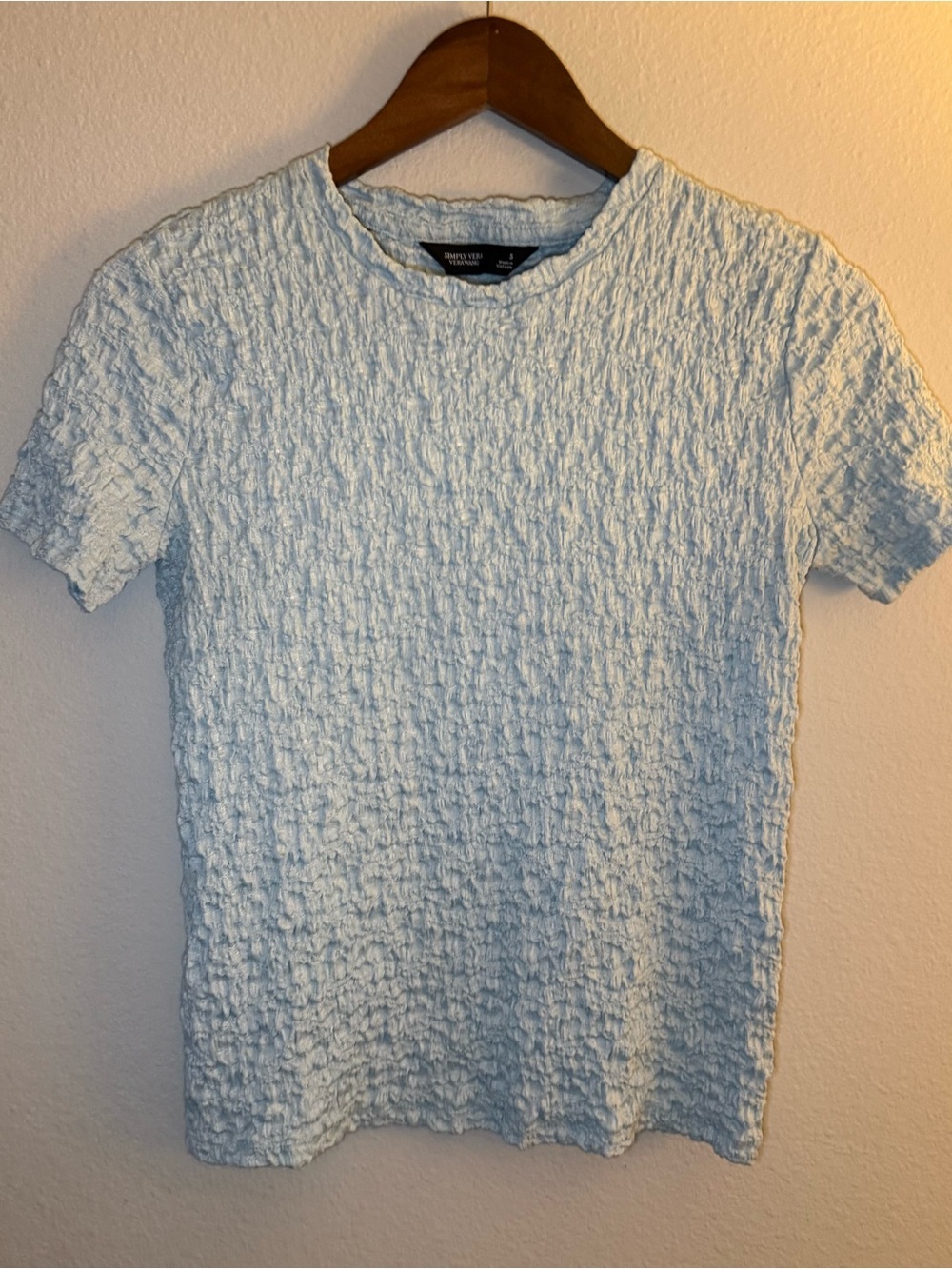 Simply Vera Vera Wang Light Blue Textured Short Sleeve Tee